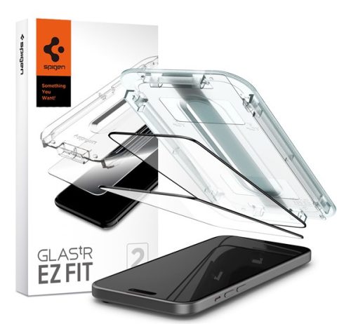 Spigen Glas.tR EZ Fit Apple iPhone 15, Tempered kijelzővédő fólia, fekete (2db)