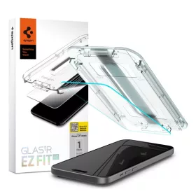   Spigen Glas.tR EZ Fit HD Apple iPhone 15 / iPhone 16 Tempered kijelzővédő fólia felhelyező kerettel