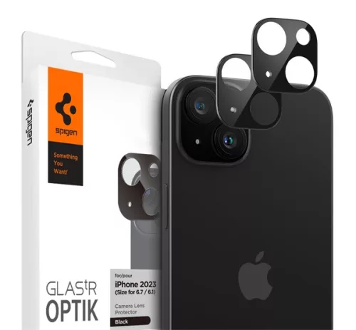 Spigen Glas.tR Optik Apple iPhone 15 / 14 / 15 Plus / 14 Plus Tempered kameravédő fólia, fekete (2db)
