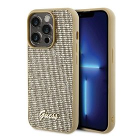   Guess Disco Metal Script Apple iPhone 15 Pro hátlap tok, arany