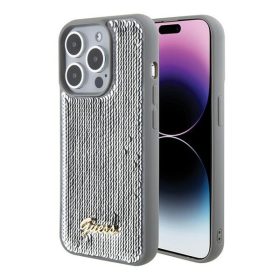   Guess Sequin Script Metal Apple iPhone 15 Pro hátlap tok, ezüst