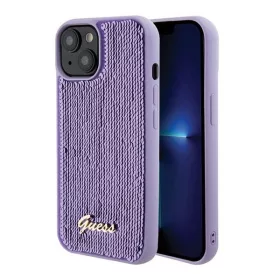 Guess Sequin Script Metal Apple iPhone 15 hátlap tok, lila