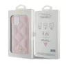 Guess Quilted Metal Logo Apple iPhone 15 hátlap tok, rózsaszín