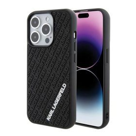   Karl Lagerfeld 3D Rubber Multi Logo Apple iPhone 15 Pro hátlap tok, fekete