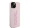 Karl Lagerfeld 3D Rubber Glitter Logo Apple iPhone 15 hátlap tok, rózsaszín