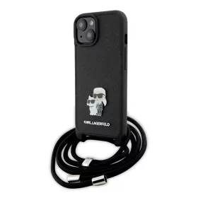   Karl Lagerfeld Crossbody Saffiano Metal Pin Karl Apple iPhone 15 hátlap tok, fekete