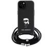 Karl Lagerfeld Crossbody Saffiano Monogram Metal Pin Karl Apple iPhone 15 hátlap tok, fekete
