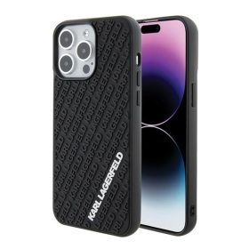   Karl Lagerfeld 3D Rubber Multi Logo Apple iPhone 15 Pro Max hátlap tok, fekete