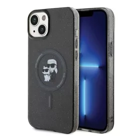   Karl Lagerfeld Karl&Choupette Glitter MagSafe Apple iPhone 15 hátlap tok, fekete
