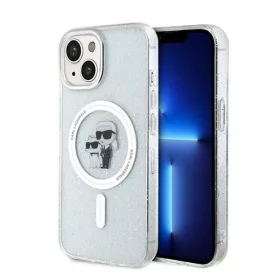   Karl Lagerfeld Karl&Choupette Glitter MagSafe Apple iPhone 15 hátlap tok, átlátszó