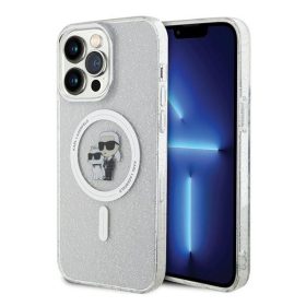   Karl Lagerfeld Karl&Choupette Glitter MagSafe Apple iPhone 15 Pro Max hátlap tok, átlátszó