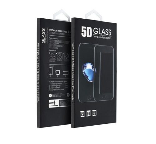 Apple iPhone 15, 5D Full Glue hajlított tempered glass kijelzővédő üvegfólia, fekete