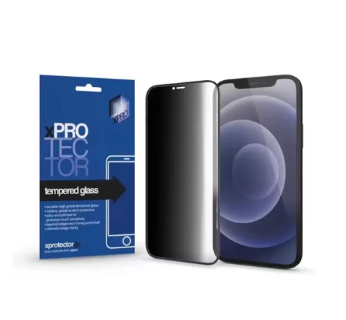 Apple iPhone 15 Plus / iPhone 16 Plus Xprotector Tempered Glass 0.33 Full 3D Privacy kijelzővédő üvegfólia
