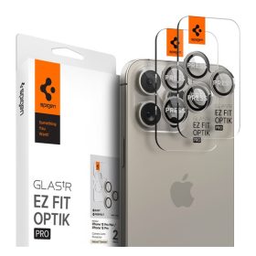   Spigen Glas.tR EZ Fit Optik Pro Apple iPhone 14 Pro / 14 Pro Max / 15 Pro / 15 Pro Max / 16 Pro / 16 Pro Max / 17 Pro / 17 Pro Max, Tempered kameralencse-védő fólia, natúr titánium (2db)