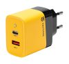 Tactical hálózati gyorstöltő adapter USB-A+ USB-C, GaN, 45W, sárga