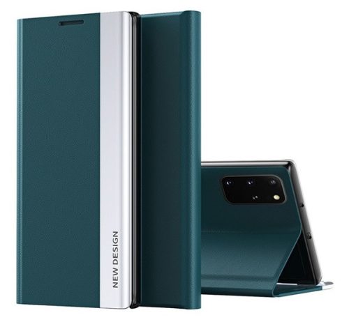 Huawei P Smart (2021), oldalra nyíló tok, sötétzöld