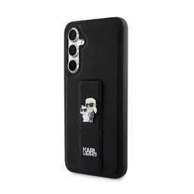   Karl Lagerfeld Saffiano Grip Stand Metal Logo Samsung Galaxy S23 FE hátlap tok, fekete