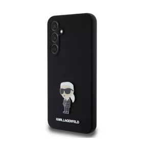   Karl Lagerfeld Liquid Silicone Metal Ikonik Samsung Galaxy S23 FE hátlap tok, fekete