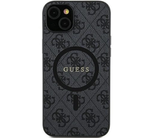 Guess 4G Collection Leather Metal Logo Samsung Galaxy S24+ mágneses tok, fekete