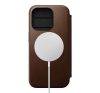 Nomad Modern Leather Folio iPhone 15 Pro flip tok, barna