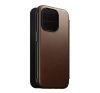 Nomad Modern Leather Folio iPhone 15 Pro flip tok, barna