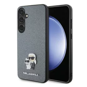   Karl Lagerfeld Saffiano Karl & Choupette Metal Pin Samsung Galaxy S24 tok, szürke