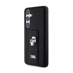   Karl Lagerfeld Gripstand Saffiano Karl&Choupette Pins Samsung Galaxy S24+ tok, fekete