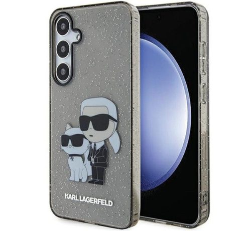 Karl Lagerfeld Glitter Karl&Choupette Samsung Galaxy S24+ tok, fekete