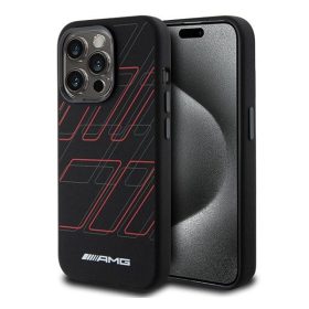   AMG Large Rhombuses Pattern Apple iPhone 15 Pro Magsafe tok, fekete