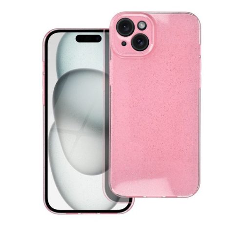 Clear 2mm Apple Iphone 15 Plus csillámos tok, rózsaszín