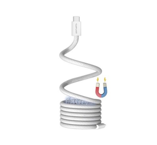 4smarts RollUp USB / USB-C mágnesesen feltekerhető töltő- és adatkábel, 1.5m, fehér