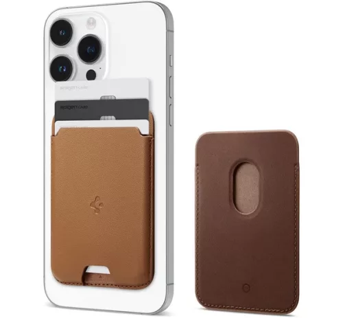 Spigen Valentinus Apple iPhone Magsafe kártyatartó, barna (3db kártyához)