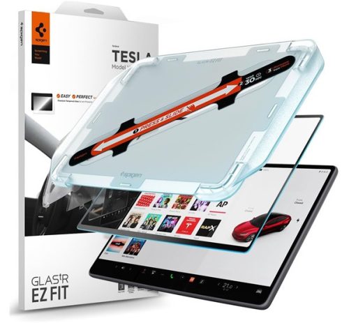 Spigen EZ Fit Anti Glare Tesla Model Y (2025) / 3 (2024 / 2025), kijelzővédő fólia felhelyező kerettel (1db)