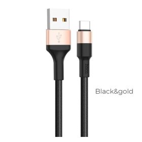   Hoco X26 Xpress USB / USB-C töltő- és adatkábel, 1m, fekete / arany