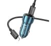 Hoco Z48 autós töltő 2x Type-C + Type-C - Apple iPhone Lightning kábel, ( 8-pin ) PD, 40W, zafír kék