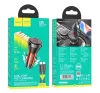 Hoco autós töltő 2 x USB-C QC 30W digitális kijelzővel, USB-C kábellel,  (Lightning PD60W) átlátszó narancssárga