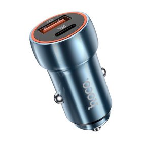   Hoco Z46A autós szivargyújtó töltő USB-C + USB-A QC3.0, 20W, zafírkék