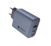 Forcell hálózati gyorstöltő, 2x USB C + USB A - 4A 65W PD + Quick Charge 4.0 funkcióval, kék
