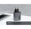 Forcell hálózati gyorstöltő 2xUSB-C + USB-A, PD + QC 4.0, 4A, GaN 65W, szürke