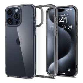   Spigen Ultra Hybrid Apple iPhone 15 Pro Max tok, Space Crystal, átlátszó-szürke, fekete-átlátszó