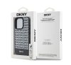 DKNY PU Leather Repeat Pattern Bottom Stripe Apple Iphone 15 Pro tok, fekete