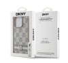 DKNY PU Leather Checkered Pattern and Stripe Apple iPhone 15 Pro tok, bézs
