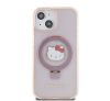 Hello Kitty IML Ringstand Glitter Kitty Head Logo Apple Iphone 15 MagSafe hátlap tok, rózsaszín