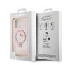 Hello Kitty IML Ringstand Glitter Kitty Head Logo Apple Iphone 15 MagSafe hátlap tok, rózsaszín