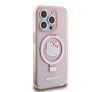 Hello Kitty IML Ringstand Glitter Kitty Head Logo Apple Iphone 15 Pro MagSafe hátlap tok, rózsaszín