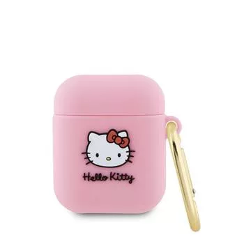 Hello Kitty Liquid Silicone 3D Kitty Head Logo AirPods 1/2 tok, rózsaszín