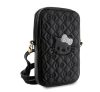 Hello Kitty PU Leather Quilted Pattern Kitty Head Logo telefontartó táska, fekete