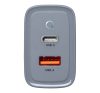Tactical Microgrid töltő adapter USB-A+ USB-C, GaN, 45W, szürke