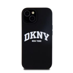   DKNY Liquid Silicone Arch Logo MagSafe iPhone 15 hátlap tok, fekete