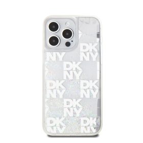   DKNY Liquid Glitter Checkered Pattern iPhone 15 Pro Max hátlap tok, átlátszó